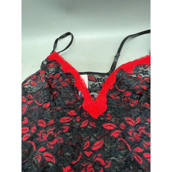 Secret Treasures Lingerie Red Black Lace Chemise Nightgown nylon small READ - Picture 3 of 8